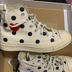 White/Black Polka Dot Comme Des Garçon Converse